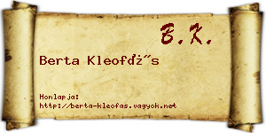 Berta Kleofás névjegykártya